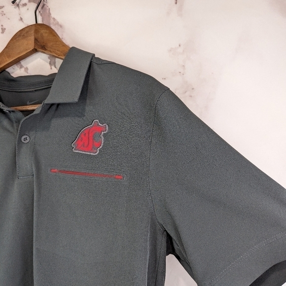 Washington State Cougars Shirt Men Small Polo Gray Short Sleeve Nike Dri Fit WSU - Picture 11 of 11